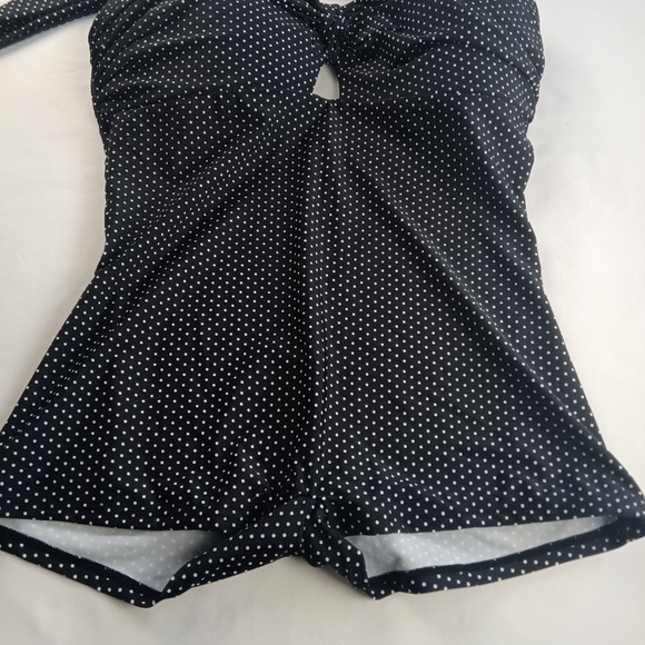Unique Vintage XL 50'S STYL BEACH BABE Women's Swim Suit NWT BLACK W/ WHITE DOTS - Picture 4 of 16